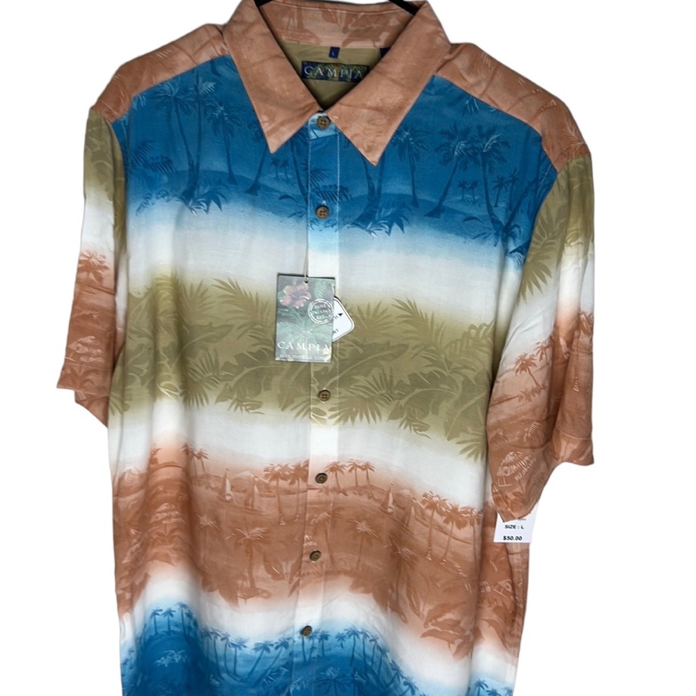 Campia Multicolor Tropical Life Button Up Shirt Men’s Size L